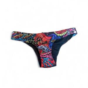 Q Swimwear Athletic Cheeky Waterpolo Eclectic Funky Pattern Bottoms Size Large
